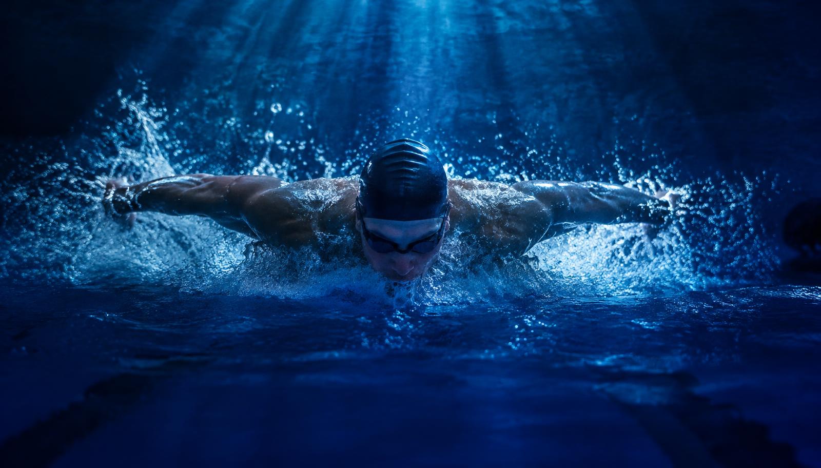 Nadador con goggles